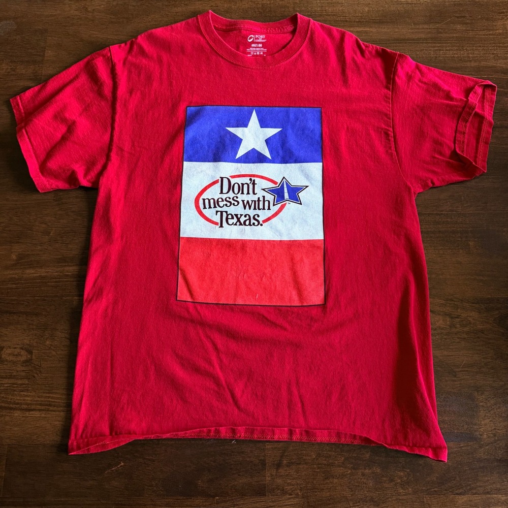 Port and Company Dont Mess With Texas Graphic T-Shirt Red Mens Large L Cotton
